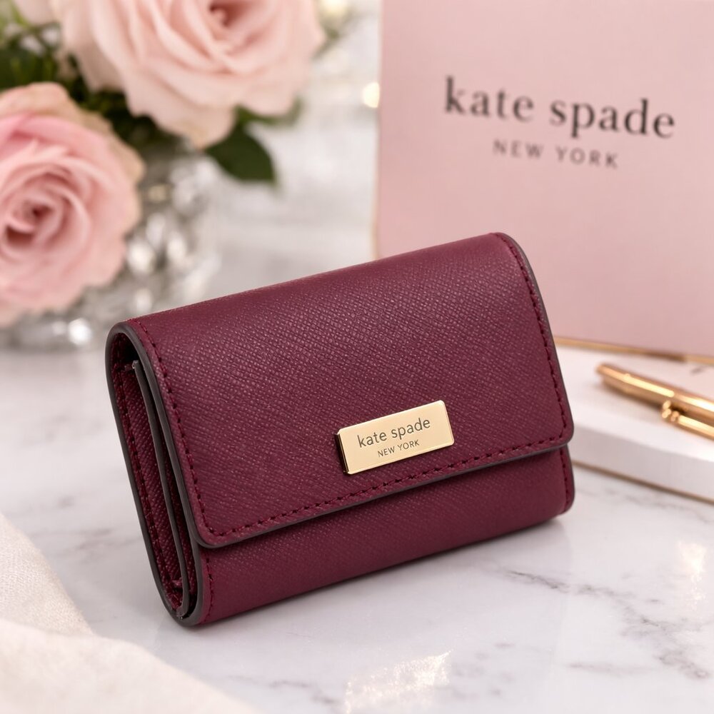 Kate Spade Laurel Way Christine Small Wallet Cherrywood Saffiano NWT